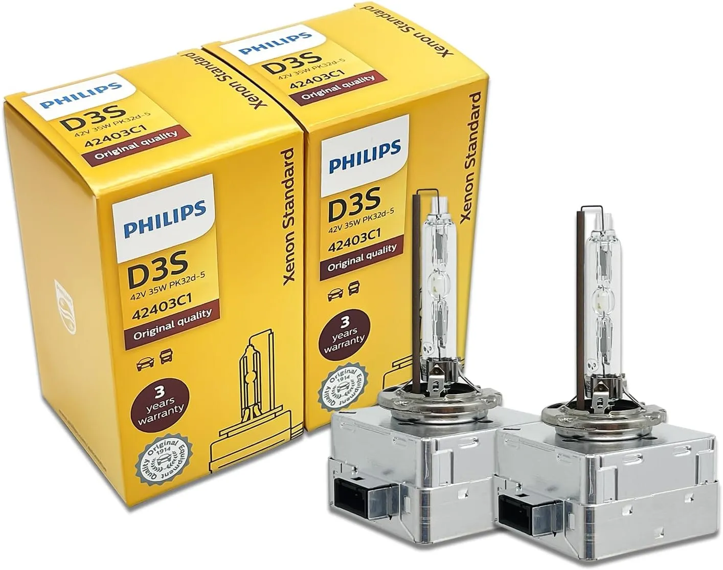 OEM D3S 4300K HID Xenon Auto Headlight bulbs lamps - Replacement for PHILIPS 42403 35W DOT Germany 2-Pack by ALI