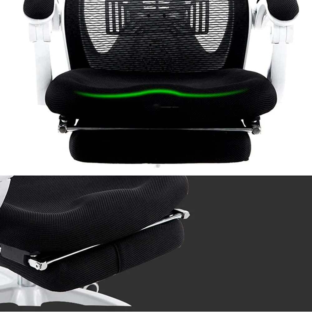 Office Chair Chair Office Chair Casual Study Chair Can Be Lifted and Lowered Rotated 150°Tilt Folding Footrest Breathable Mesh (Color : Gray White) (Black Gray)
