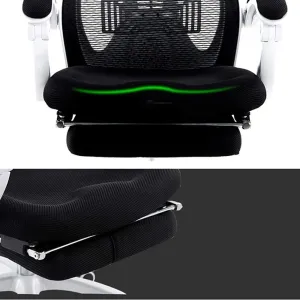 Office Chair Chair Office Chair Casual Study Chair Can Be Lifted and Lowered Rotated 150°Tilt Folding Footrest Breathable Mesh (Color : Gray White) (Black White)
