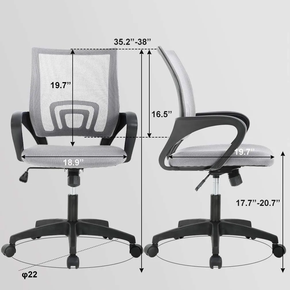 Office Chair Desk Chair Computer Chair Ergonomic Executive Swivel Rolling Chair with Lumbar Support Arms Adjustable Task Chair for Women Adults, Grey