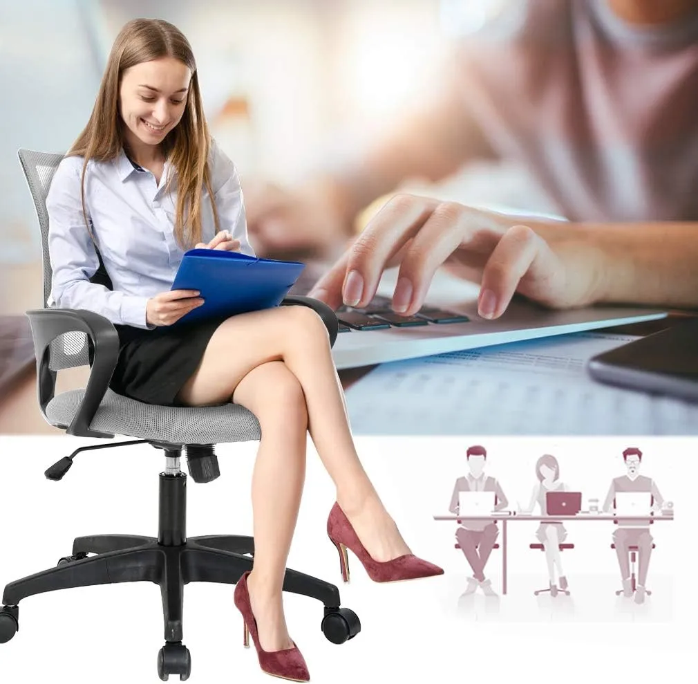 Office Chair Desk Chair Computer Chair Ergonomic Executive Swivel Rolling Chair with Lumbar Support Arms Adjustable Task Chair for Women Adults, Grey