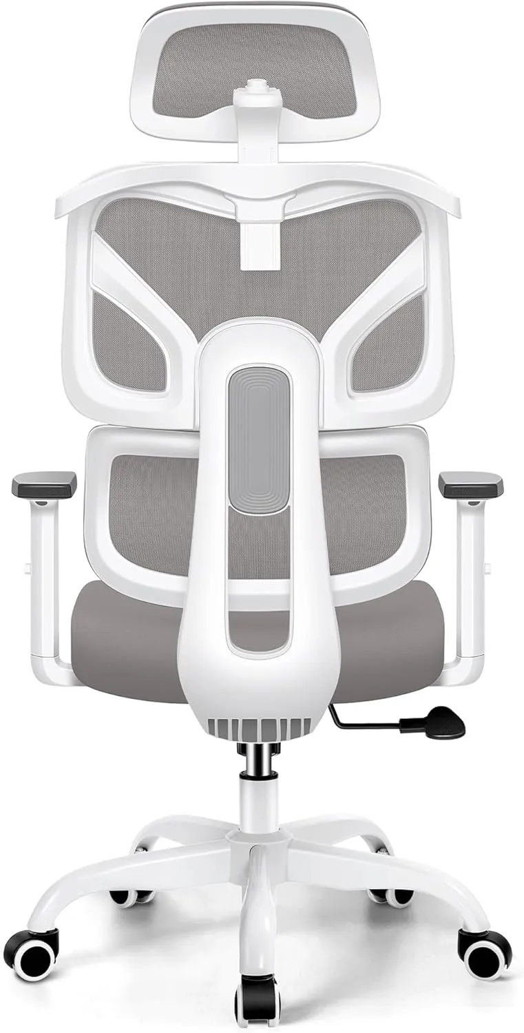 Office Chair Ergonomic Desk Chair, High Back Gaming Chair, Big and Tall Reclining Comfy Home Office Desk Chair Breathable Mesh Lumbar Support Computer Chair Adjustable Arms, 3D Headrest (Gray)
