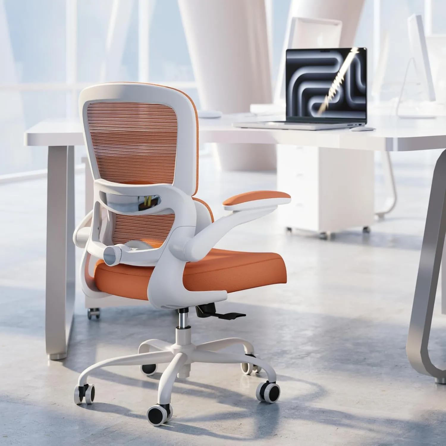 Office Chair - Ergonomic Desk Chair with Adjustable Lumbar Support, Mesh Computer Chair, Executive Chairs for Home Office Comfortable Lumbar Support (Orange)