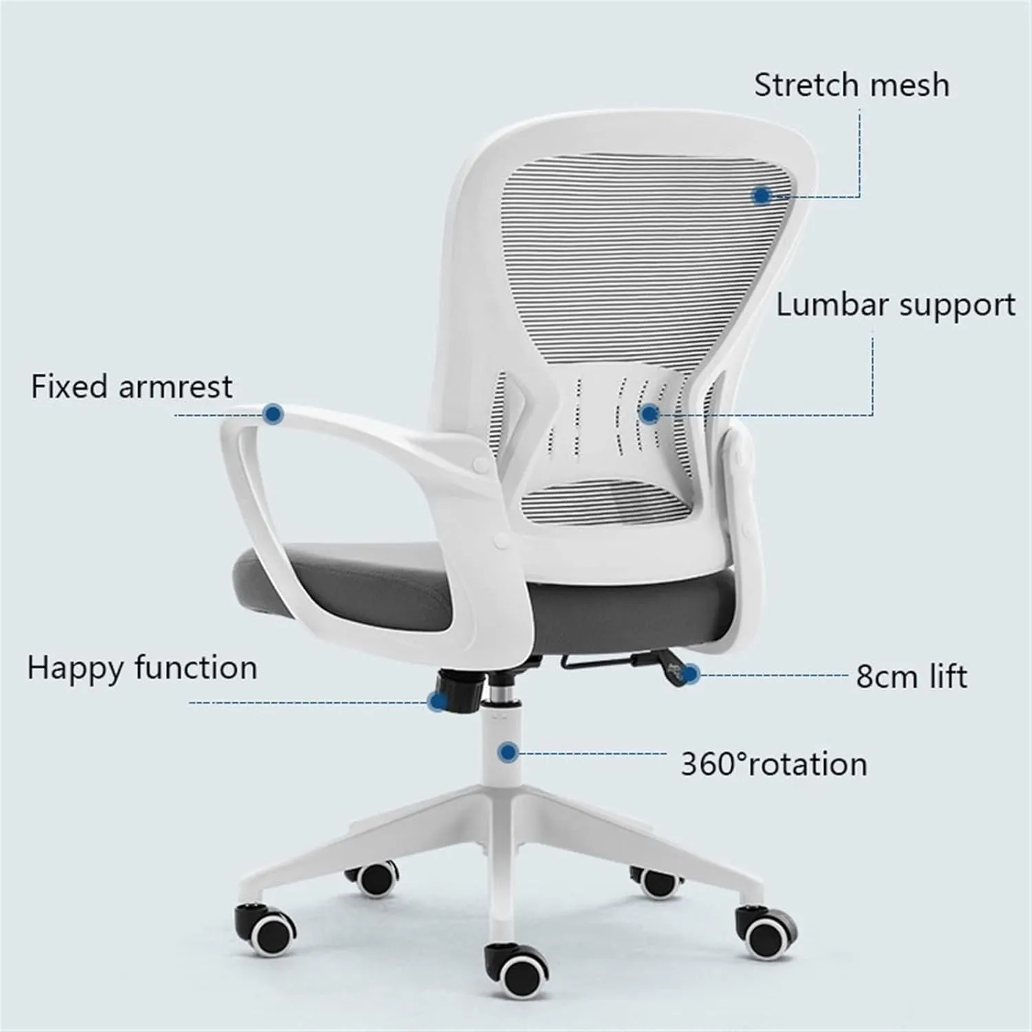 Office Chair Ergonomic Office Chair Desk Chair Mesh PC Chair with Lumbar Support Arm Adjustable Swivel Rolling Task Mid Rear Executive Chair Home Office Desk Chairs(C)