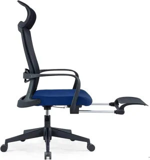 Office Chair Ergonomic Office Chair Waist Support Reclining Task Chair High Back Adjustable Computer Chair Mesh Boss Chair for Office Desk Chair (Color : Blue Size : Nylon feet)