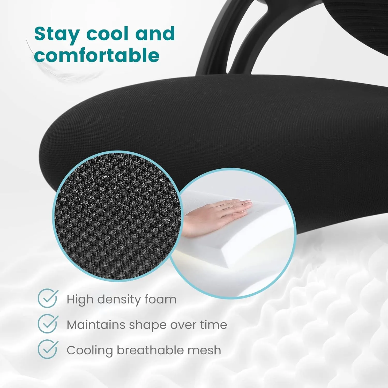 Office Computer Desk Chair, Ergonomic Mid-Back Mesh Rolling Work Swivel Task Chairs with Wheels, Comfortable Lumbar Support, Comfy Flip-up Arms for Home, Bedroom, Gaming, Study, Student, Black