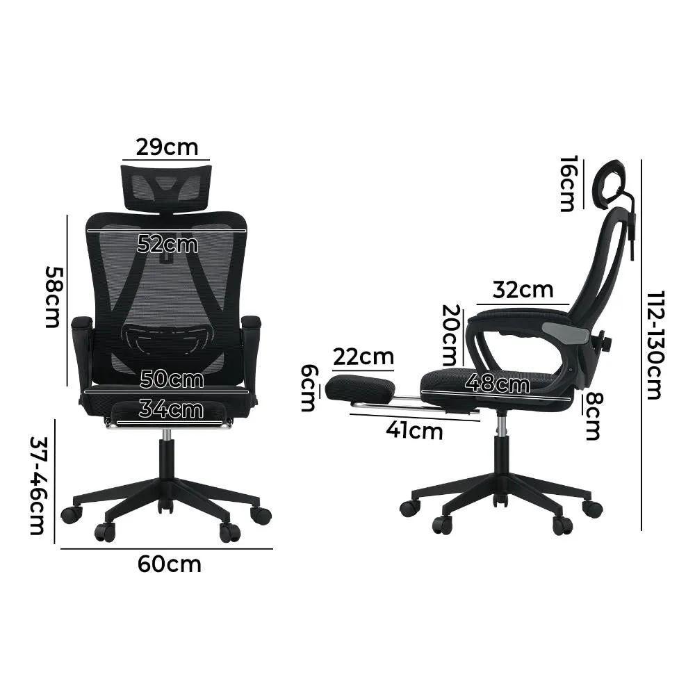 Oikiture Mesh Office Chair Adjustable Lumbar Support Black