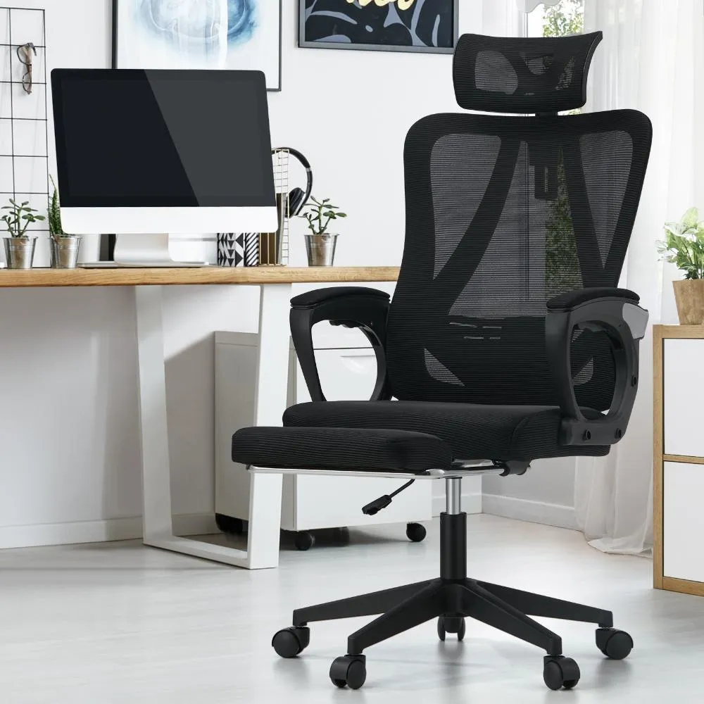 Oikiture Mesh Office Chair Adjustable Lumbar Support Black
