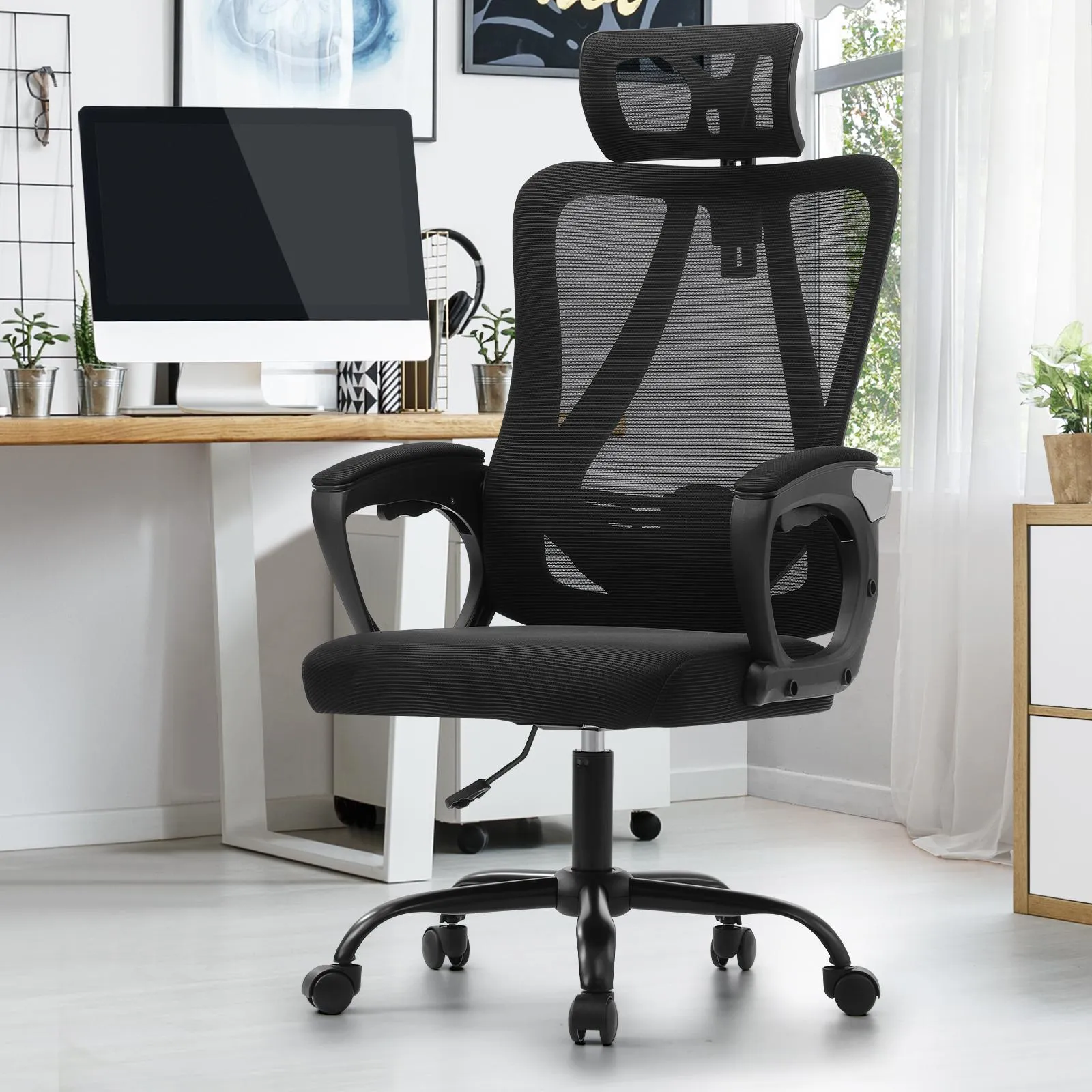 Oikiture Mesh Office Chair Executive Fabric Gaming Work Study Seat Computer