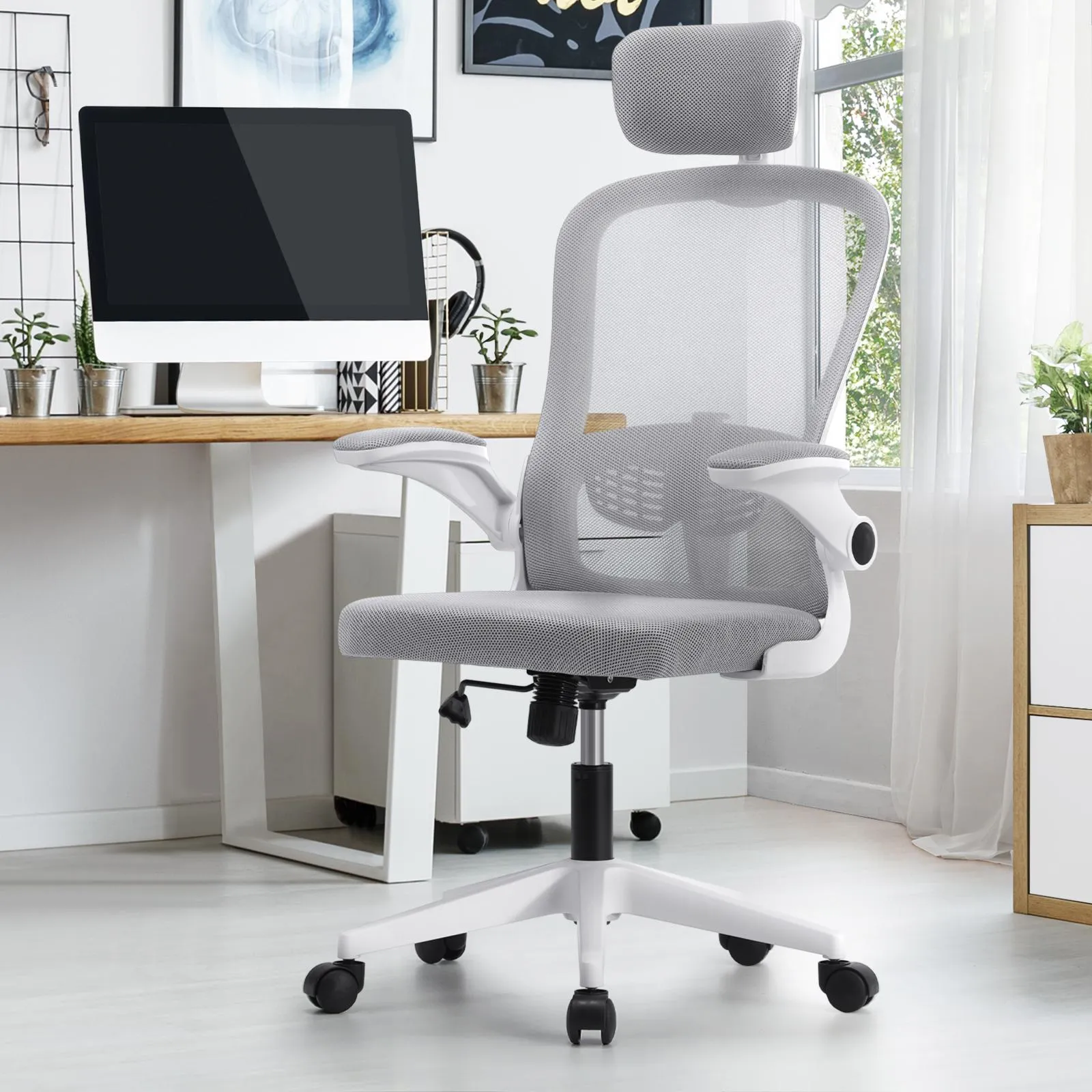 Oikiture Mesh Office Chair Executive Fabric Gaming Work Study Seat Computer