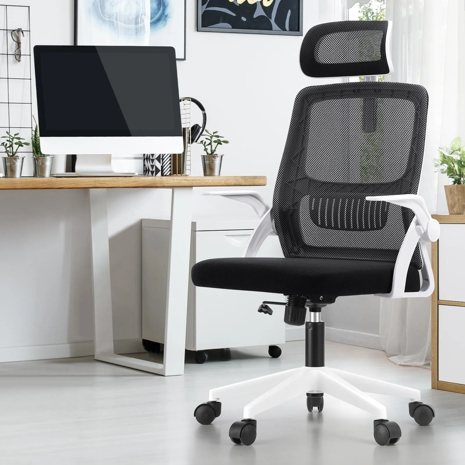 Oikiture Mesh Office Chair Executive Fabric Gaming Work Study Seat Computer
