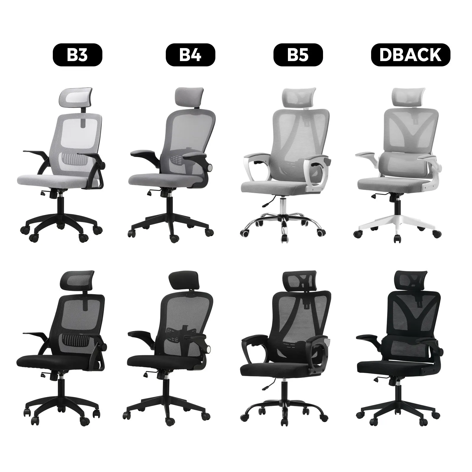 Oikiture Mesh Office Chair Executive Fabric Gaming Work Study Seat Computer