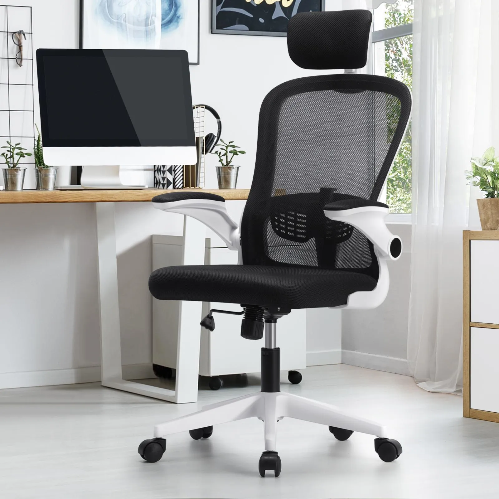 Oikiture Mesh Office Chair Executive Fabric Gaming Work Study Seat Computer