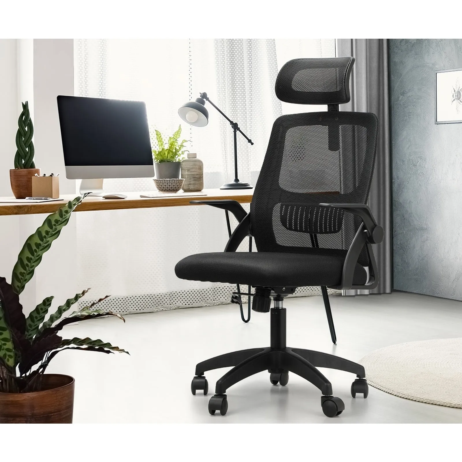 Oikiture Mesh Office Chair Executive Fabric Gaming Work Study Seat Computer
