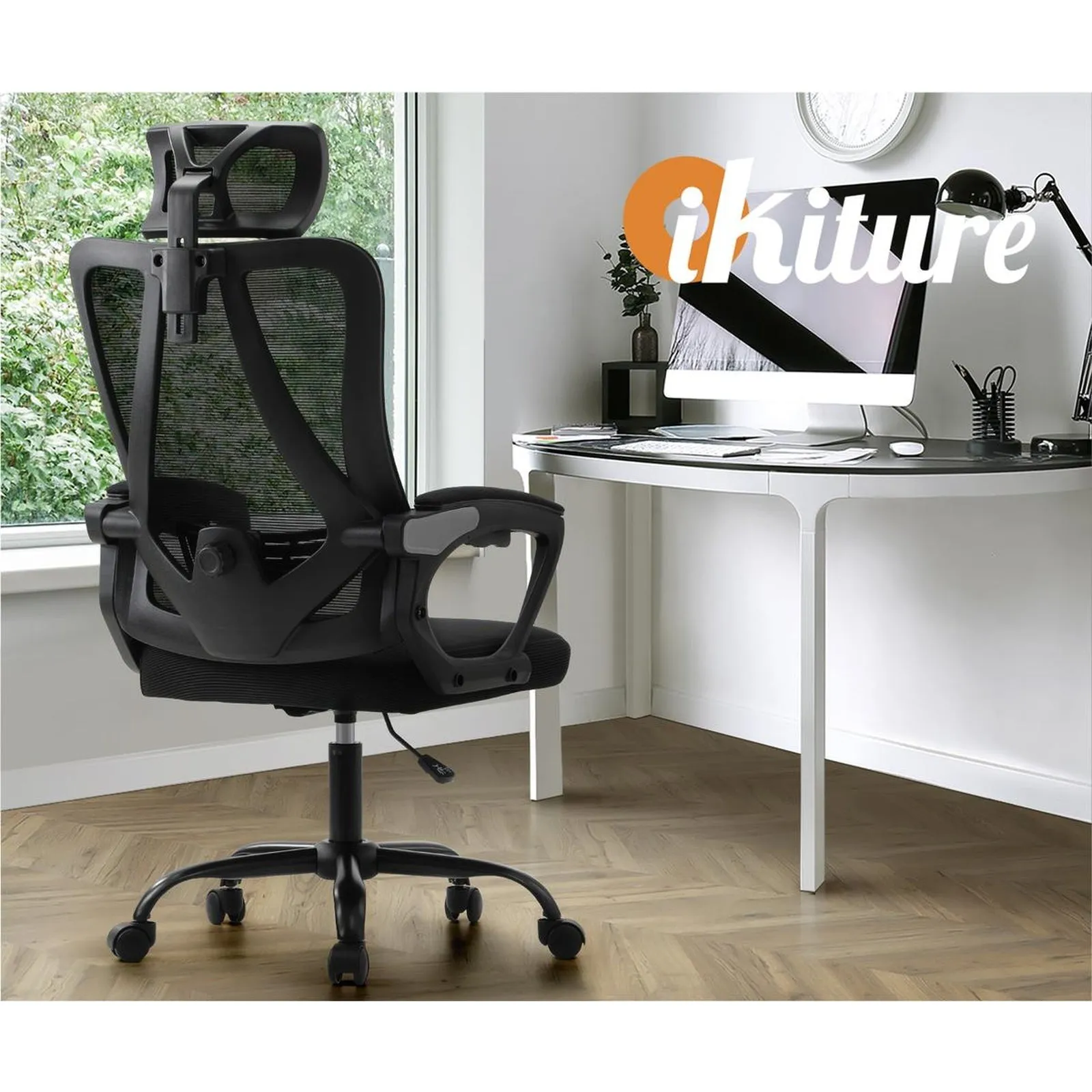 Oikiture Mesh Office Chair Executive Fabric Gaming Work Study Seat Computer