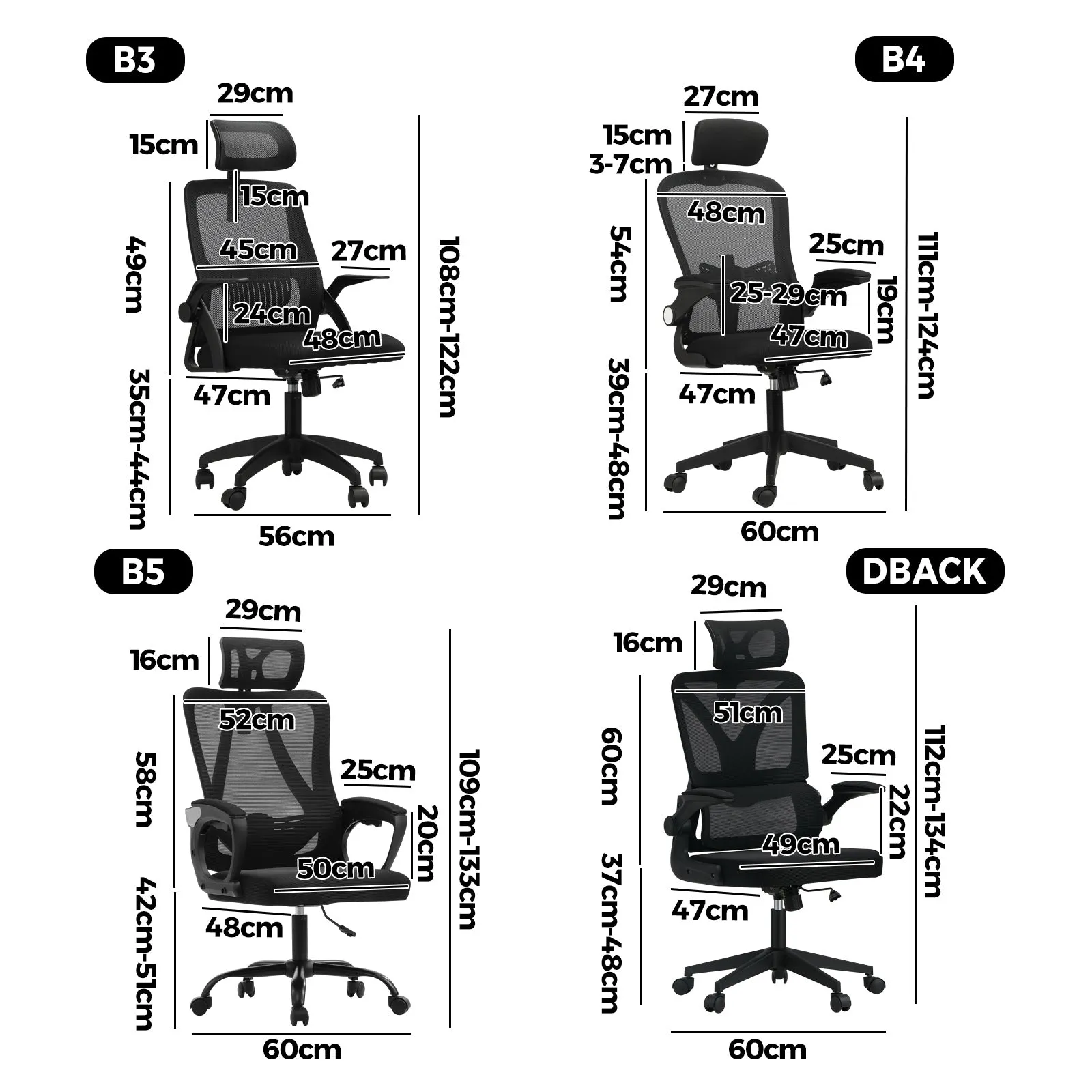 Oikiture Mesh Office Chair Executive Fabric Gaming Work Study Seat Computer