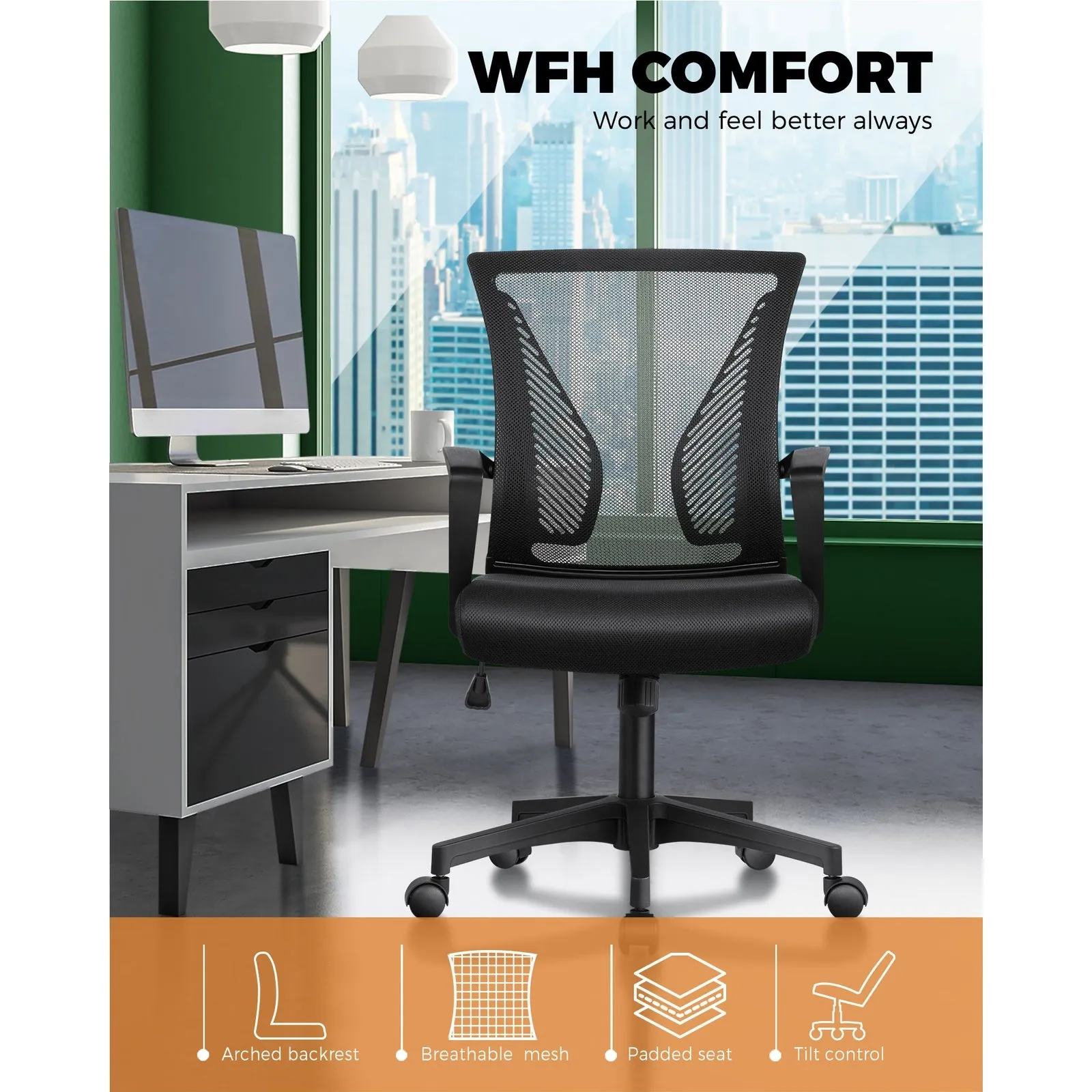 Oikiture Office Chair Executive Mesh Computer Chairs Study Work Gaming Chair