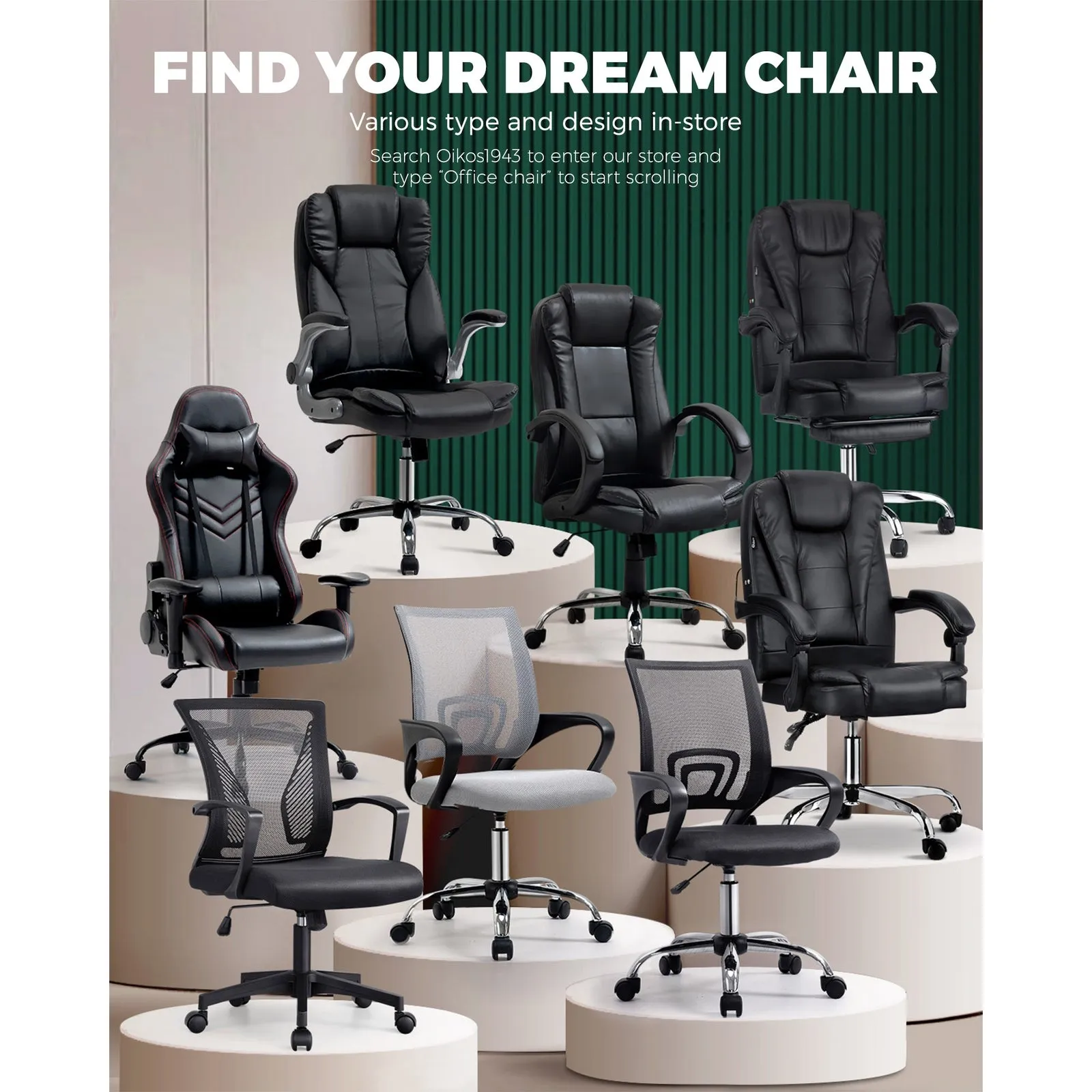 Oikiture Office Chair Executive Mesh Computer Chairs Study Work Gaming Chair