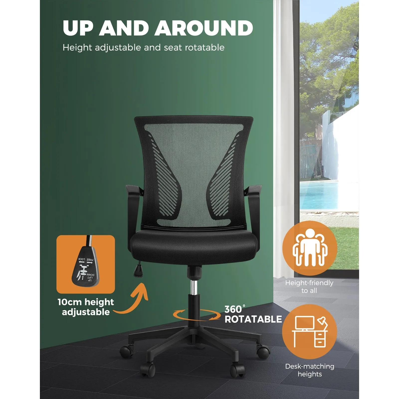 Oikiture Office Chair Executive Mesh Computer Chairs Study Work Gaming Chair