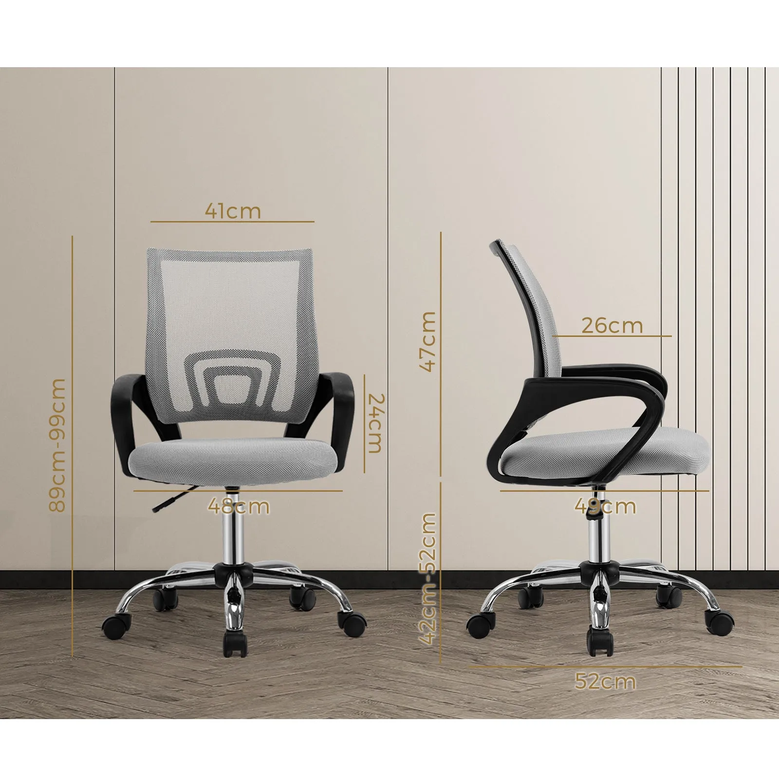 Oikiture Office Chair Mesh Gaming Chair Grey