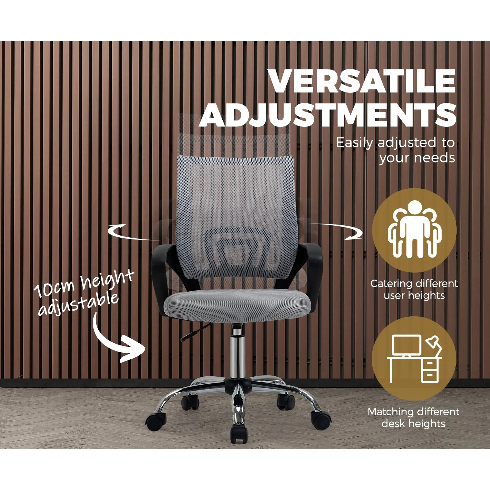 Oikiture Office Chair Mesh Gaming Chair Grey