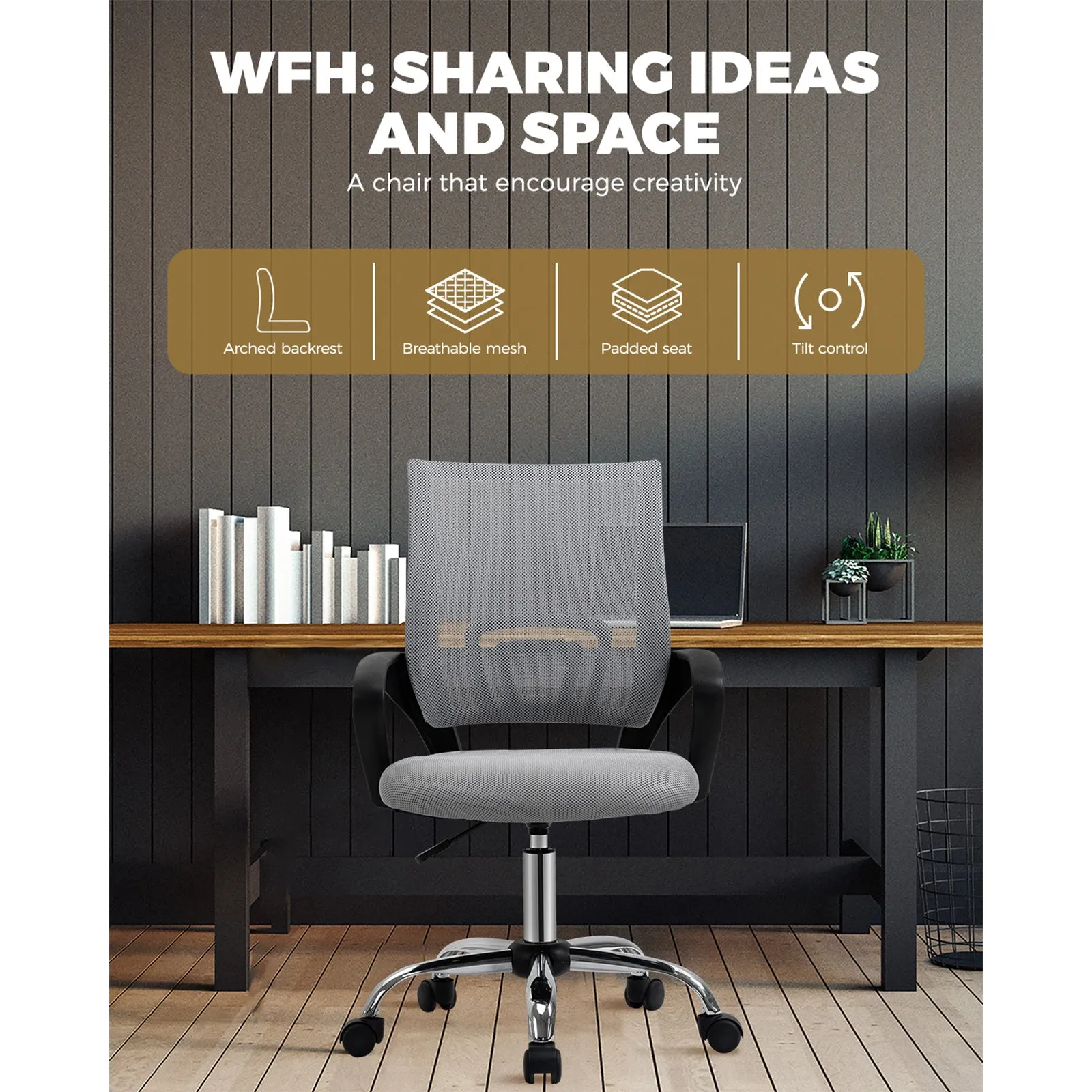 Oikiture Office Chair Mesh Gaming Chair Grey