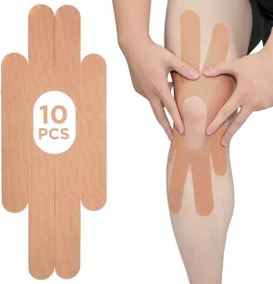 OK TAPE One-Structure K-Tape Patches | Precut for Knee Kinesiology Tape | Pain Relief and Accessories | 10 Pcs and Beige