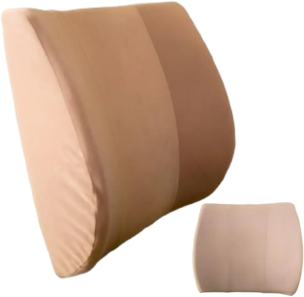 Orthopedic Back Cushion - Chiropractor-Designed Lumbar Support Pillow for Office Chair, Car, Home - High Resilience Foam, Ergonomic Design - Relieves Back Pain, Improves Posture - Beige