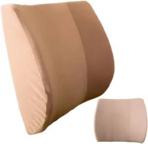 Orthopedic Back Cushion - Chiropractor-Designed Lumbar Support Pillow for Office Chair, Car, Home - High Resilience Foam, Ergonomic Design - Relieves Back Pain, Improves Posture - Beige