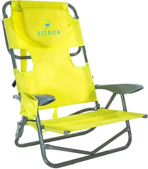 Ostrich On-Your-Back Lightweight Beach Reclining Lounge Lawn Chair w/Backpack Straps, Outdoor Furniture for Pool, Camping, Patio, or Backyard, Green