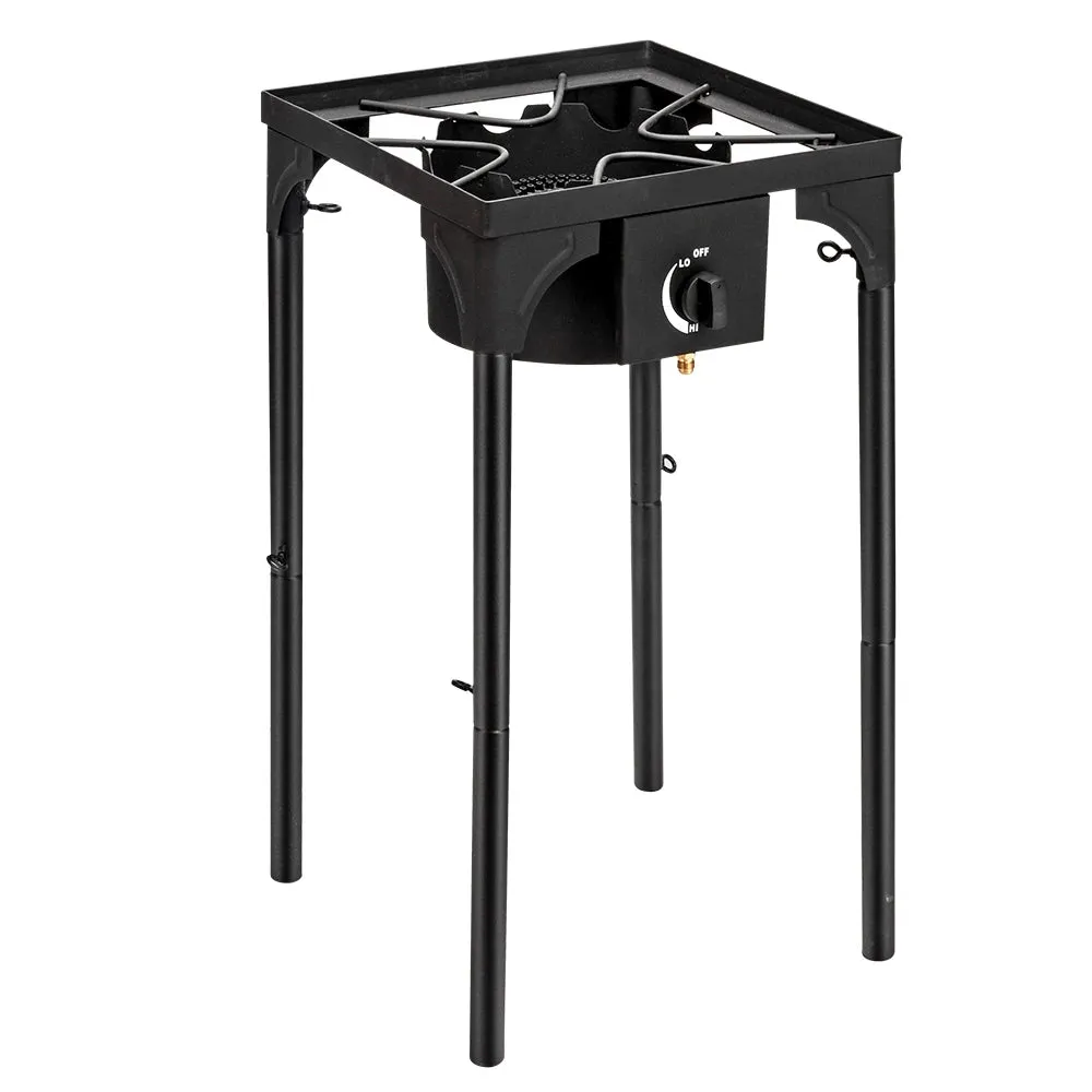 Outdoor Camp Stove High Pressure Propane Gas Cooker Portable Cast Iron Patio Cooking Burner (Single Burner 75000-BTU)