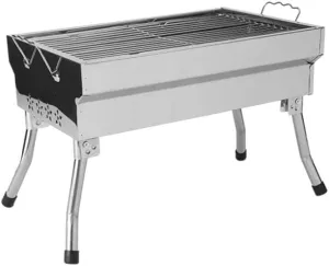 Outdoor Camping Barbecue, Home Barbecue Rack, Picnic Barbecue, Small Folding Stainless Steel Charcoal Stove, Silver