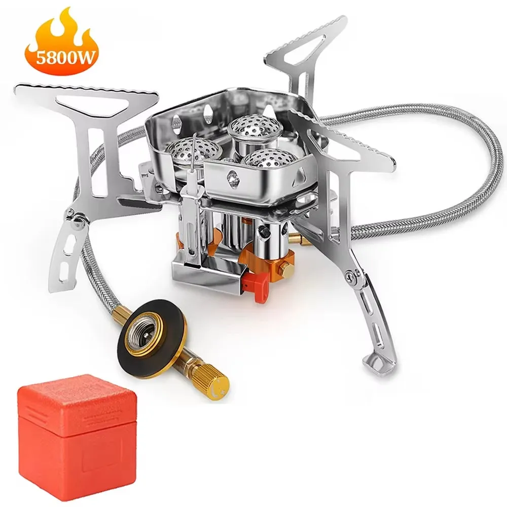 Outdoor Camping Head Stove Tourist Portable Windproof Stove Camping Picnic Survive Burner 5800W Big Power Foldable Gas Stove