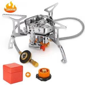 Outdoor Camping Head Stove Tourist Portable Windproof Stove Camping Picnic Survive Burner 5800W Big Power Foldable Gas Stove