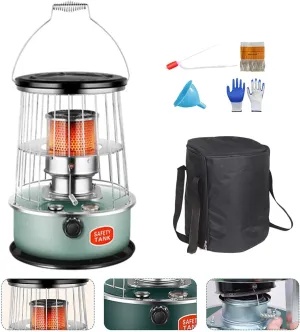 Outdoor Camping Ice Fishing Multifunctional Kerosene Heating Stove with Spare Wick/Storage Bag/Gloves/Oil Pump/Funnel (Color : Lake Blue)