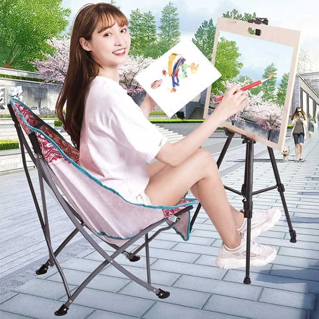 Outdoor Folding Chair Camp Chair Outdoor Portable Fishing Stools Camping Chair Garden Moon Recliner for Hiking Beach Picnic BBQ Folding Camping Chair