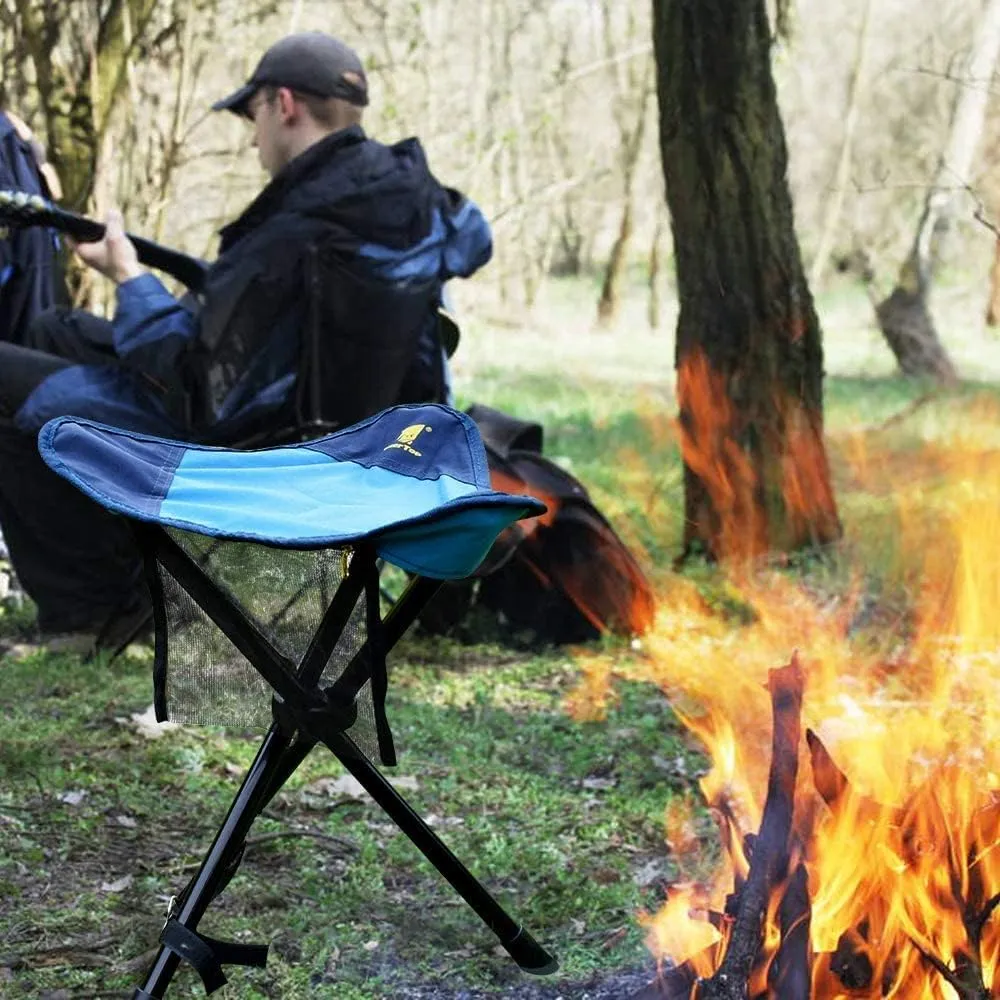 Outdoor Folding Chair Large Tripod Stool Slacker Chair with Mesh Pocket for Fishing Camping Hiking Folding Camping Chair