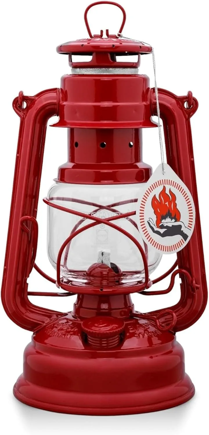 Outdoor Kerosene Fuel Lantern, German Made Weather Resistant Baby Special 276 Galvanized Hurricane Lamp for Camping or Patio, 10 Inches, Ruby Red