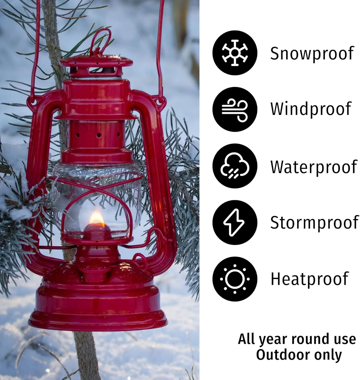 Outdoor Kerosene Fuel Lantern, German Made Weather Resistant Baby Special 276 Galvanized Hurricane Lamp for Camping or Patio, 10 Inches, Sparkling Iron Gray