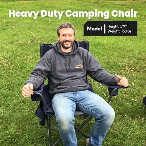 Outdoor Large Camping Chairs for Adults,Heavy Duty Camp Chair Support 800lbs