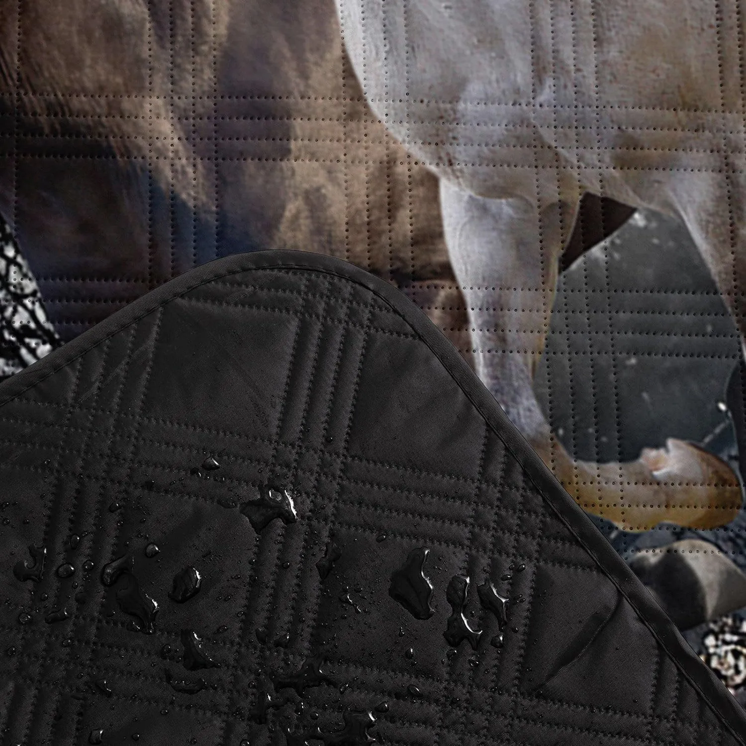 Outdoor Picnic Blanket Portable Ultrasonic Waterproof Picnic Mat 3D Horses Printed Camping Beach Mat for Sand and Wet Grass Hiking (3D Horses S)