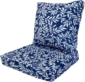 Outdoor Seat/Back Deep Chair Cushion Set for Patio Furniture - Lounge Chair Cushions with Ties - Waterproof Patio Chair Cushions 19x19