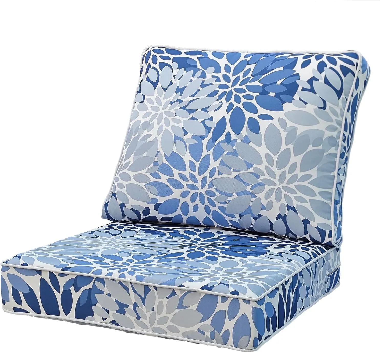 Outdoor Seat/Back Deep Chair Cushion Set for Patio Furniture - Lounge Chair Cushions with Zipper - Water-Resistant Patio Chair Cushions 24x24