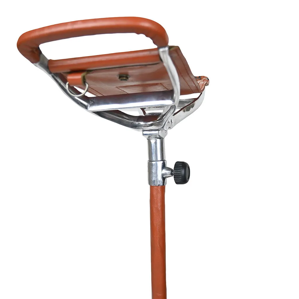 Outdoor Shooting Stick Adjustable Venator Leather Walking Seat Tan