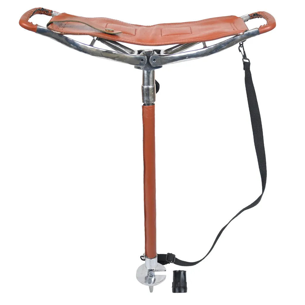 Outdoor Shooting Stick Adjustable Venator Leather Walking Seat Tan
