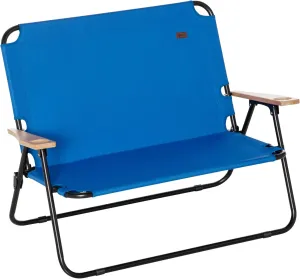 Outsunny Double Folding Camping Chair, Loveseat for 2 Adults, Portable Camping Couch with Wood Armrest & Cupholders, for Backpacking, Beach, Sports Travel, Blue
