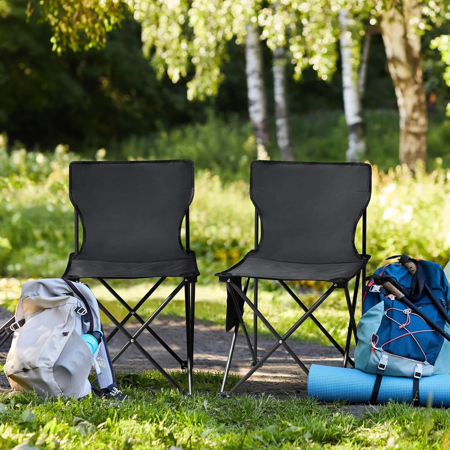 Outvita 4 Pack Folding Camping Chair, Ultra Lightweight Camping Chairs for Adults, Portable Lawn Chair with Carrying Bag for Fishing, Camping, Hiking, Picnic, Beach, Sports, 220 Lbs Weight Capacity