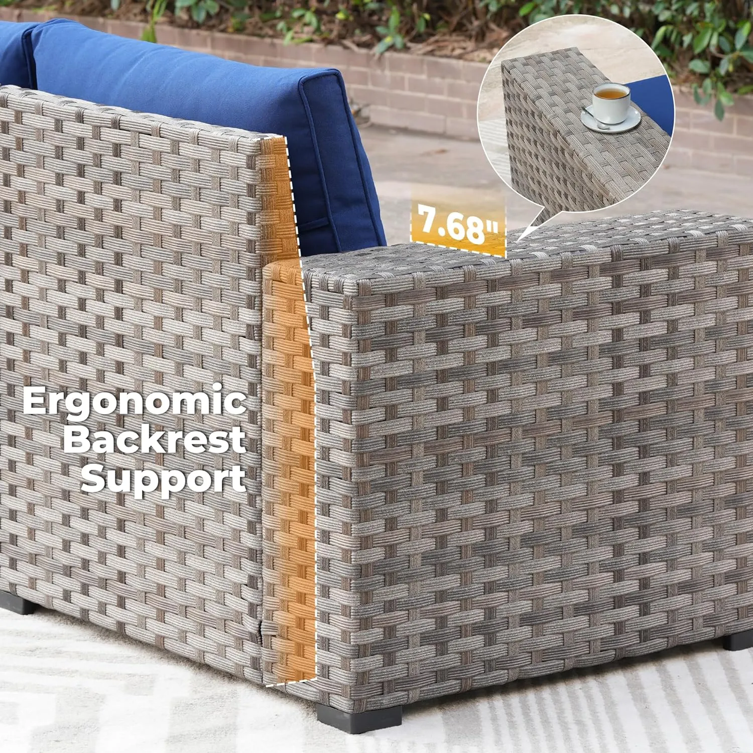 ovios 12 Pieces Patio Furniture Set, Outdoor Wicker Sectional Sofa with Coffee Table Comfy Cushions, Modern Modular Deep Seat Rattan Couch Conversation Set, Navy Blue