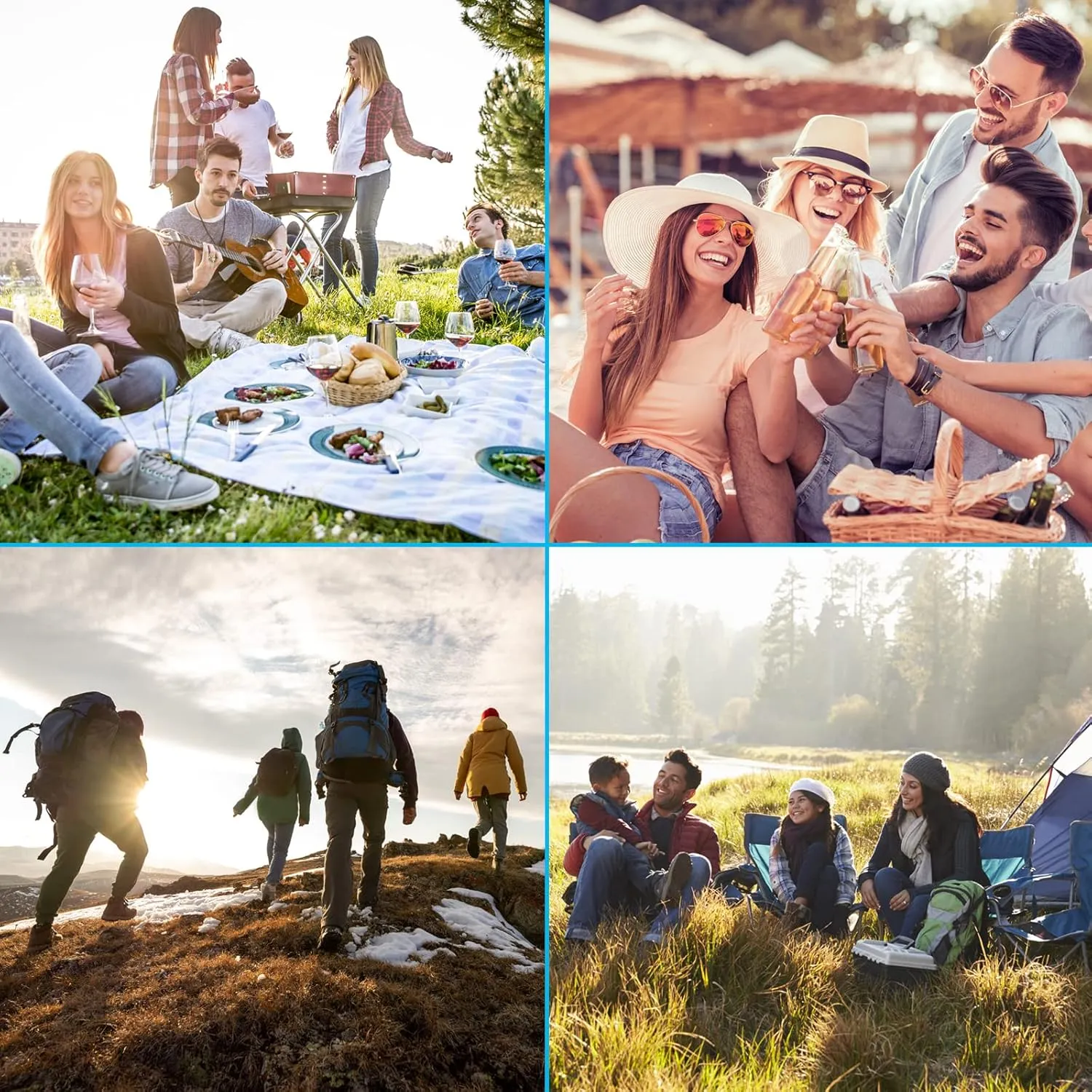 PATIKIL 57" x 55" Beach Blanket, Waterproof Picnic Mat with Carry Bag for Travel, Hiking, Camping, Outdoor Activities, Sky Blue