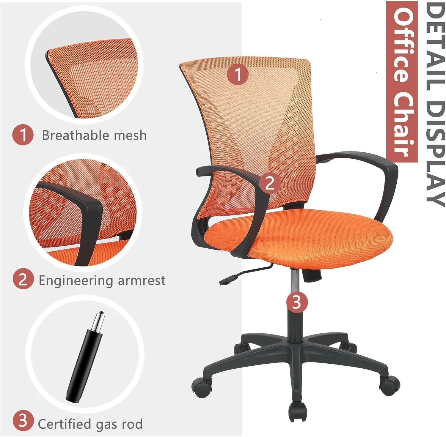 PayLessHere Office Computer Gaming Chair Ergonomic Mesh Desk Chair Adjustable Video Game Chairs with 360 Degrees Swivel Wheels Armrest Lumbar Support for Home Office (Orange)